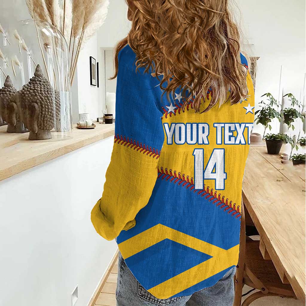 Baseball Venezuela 2026 Custom Women Casual Shirt 1st Champions Proud Blue Version
