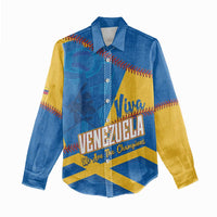 Baseball Venezuela 2026 Custom Women Casual Shirt 1st Champions Proud Blue Version