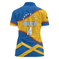 Baseball Venezuela 2026 Custom Women Polo Shirt 1st Champions Proud Blue Version
