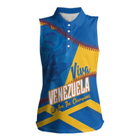 Baseball Venezuela 2026 Custom Women Sleeveless Polo Shirt 1st Champions Proud Blue Version
