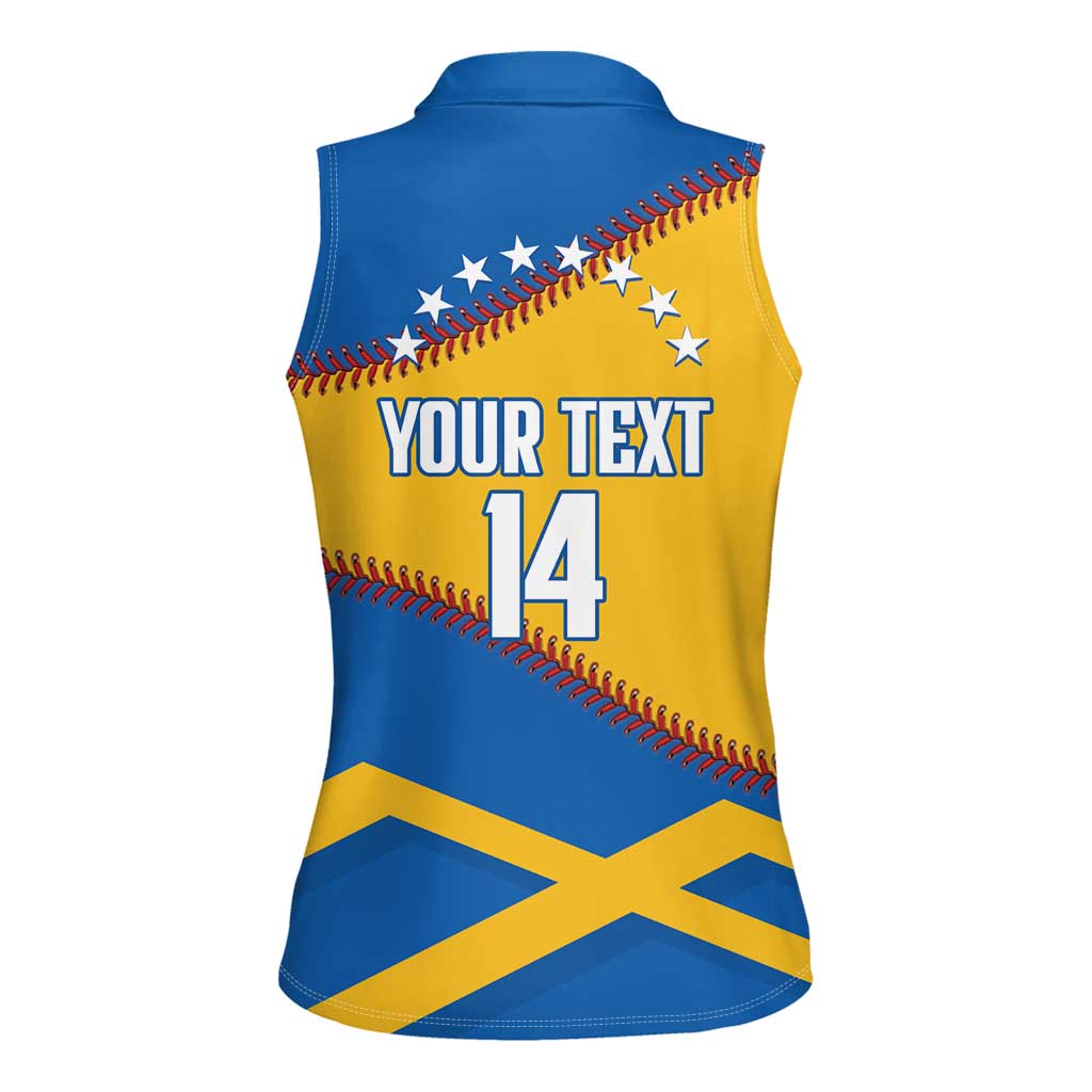Baseball Venezuela 2026 Custom Women Sleeveless Polo Shirt 1st Champions Proud Blue Version