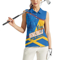 Baseball Venezuela 2026 Custom Women Sleeveless Polo Shirt 1st Champions Proud Blue Version