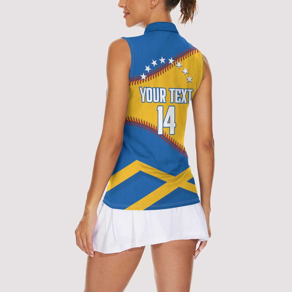 Baseball Venezuela 2026 Custom Women Sleeveless Polo Shirt 1st Champions Proud Blue Version