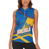 Baseball Venezuela 2026 Custom Women Sleeveless Polo Shirt 1st Champions Proud Blue Version