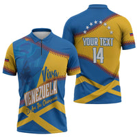 Baseball Venezuela 2026 Custom Zipper Polo Shirt 1st Champions Proud Blue Version