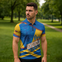 Baseball Venezuela 2026 Custom Zipper Polo Shirt 1st Champions Proud Blue Version