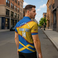 Baseball Venezuela 2026 Custom Zipper Polo Shirt 1st Champions Proud Blue Version