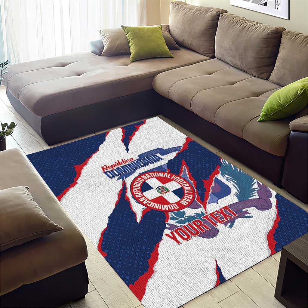 Custom Dominican Republic Football Area Rug Los Quisqueyanos Crack Style