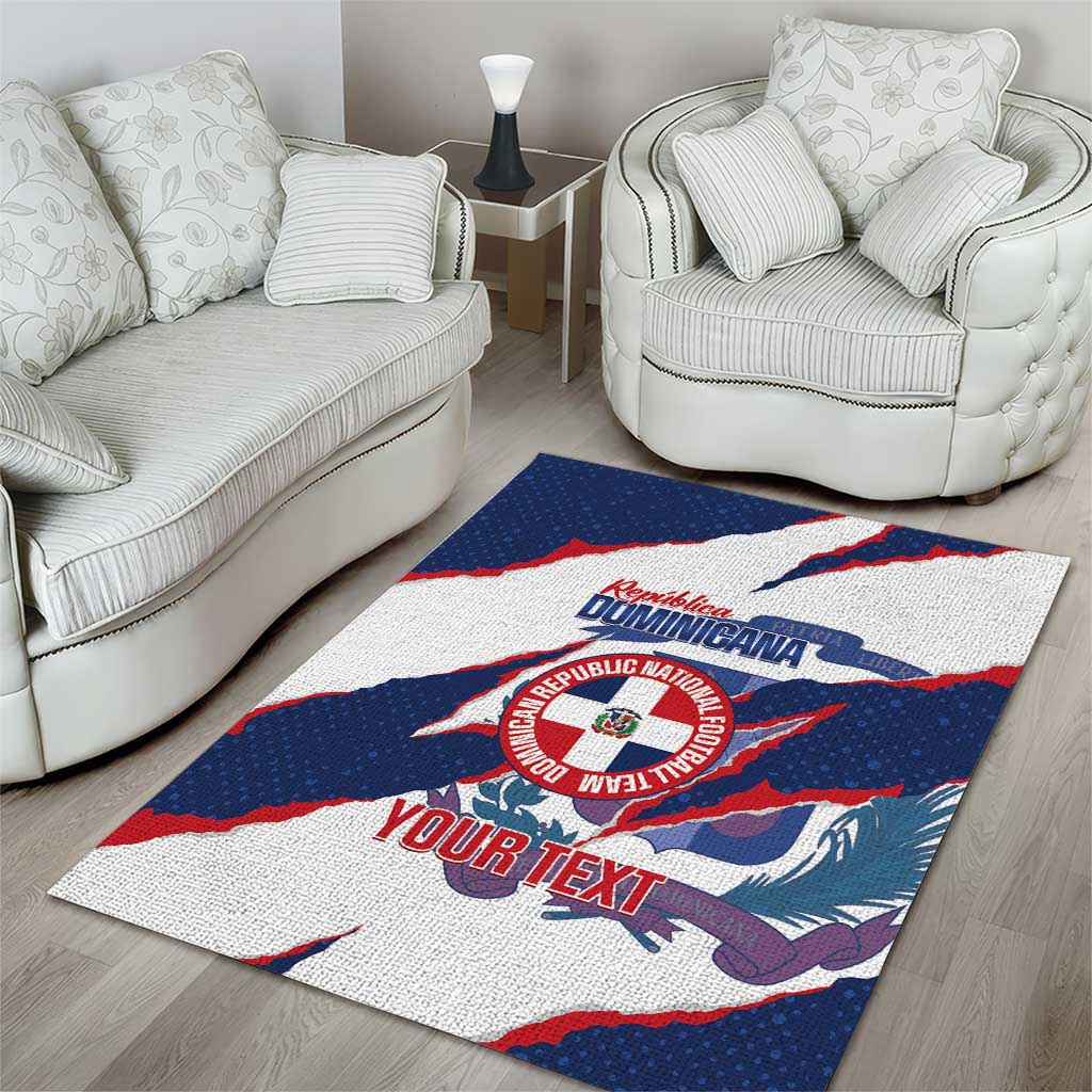 Custom Dominican Republic Football Area Rug Los Quisqueyanos Crack Style