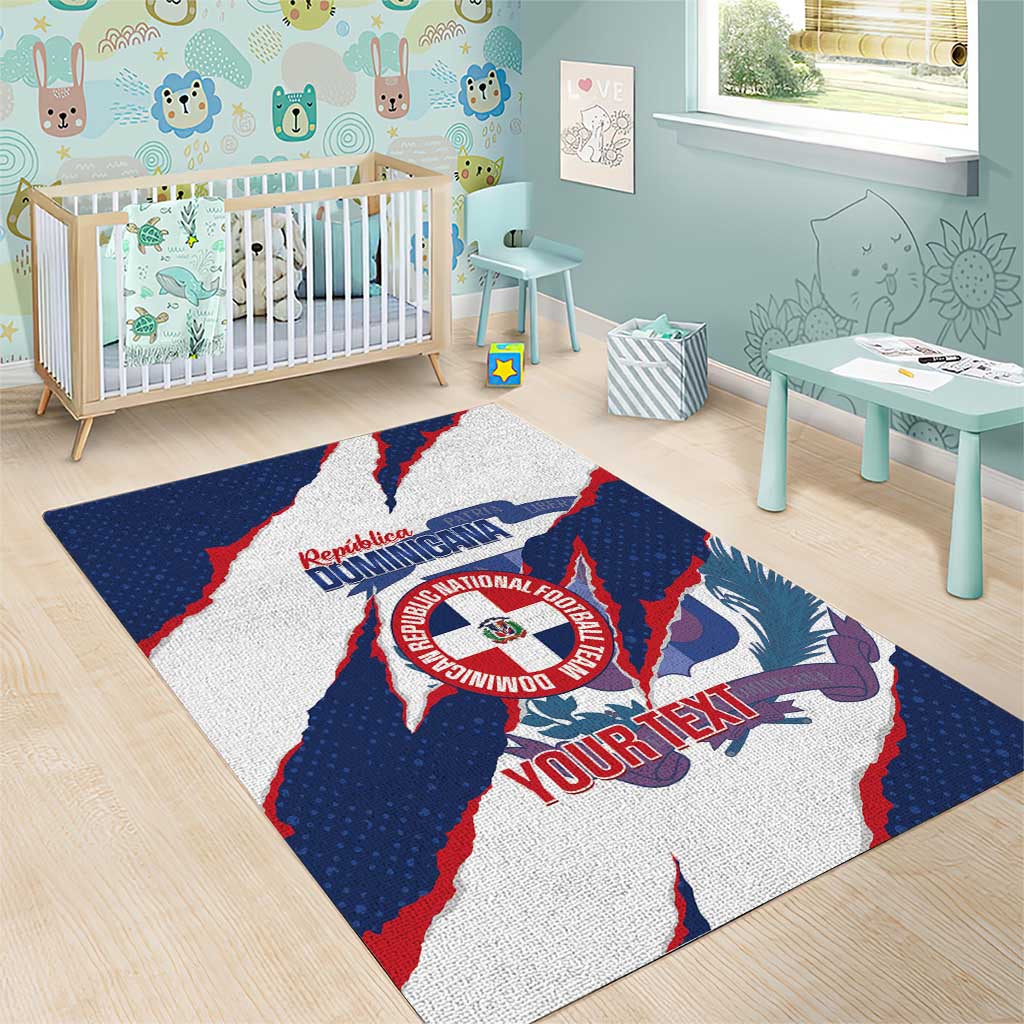 Custom Dominican Republic Football Area Rug Los Quisqueyanos Crack Style