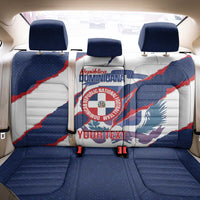 Custom Dominican Republic Football Back Car Seat Cover Los Quisqueyanos Crack Style