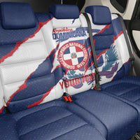 Custom Dominican Republic Football Back Car Seat Cover Los Quisqueyanos Crack Style