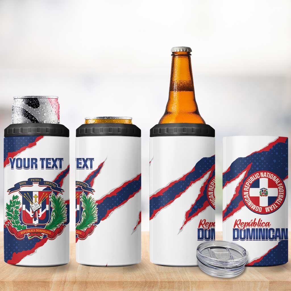 Custom Dominican Republic Football 4 in 1 Can Cooler Tumbler Los Quisqueyanos Crack Style