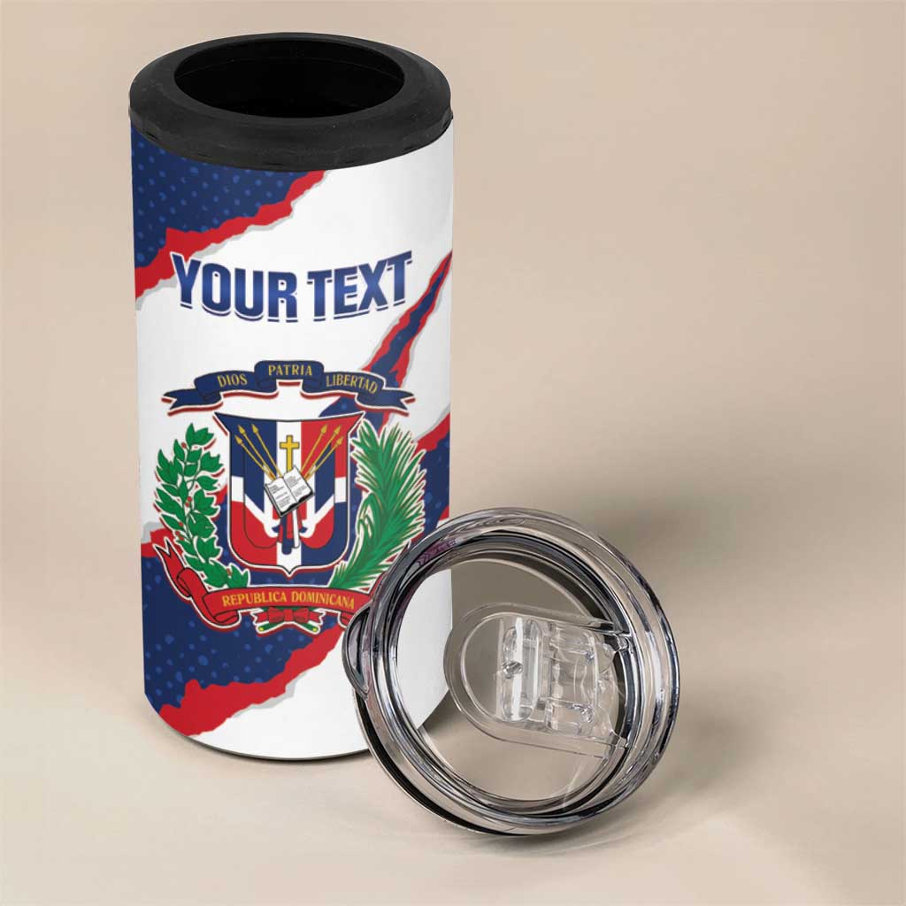 Custom Dominican Republic Football 4 in 1 Can Cooler Tumbler Los Quisqueyanos Crack Style