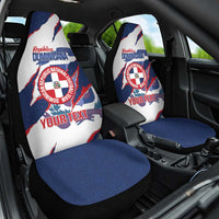 Custom Dominican Republic Football Car Seat Cover Los Quisqueyanos Crack Style
