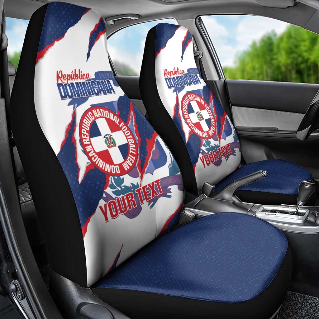 Custom Dominican Republic Football Car Seat Cover Los Quisqueyanos Crack Style