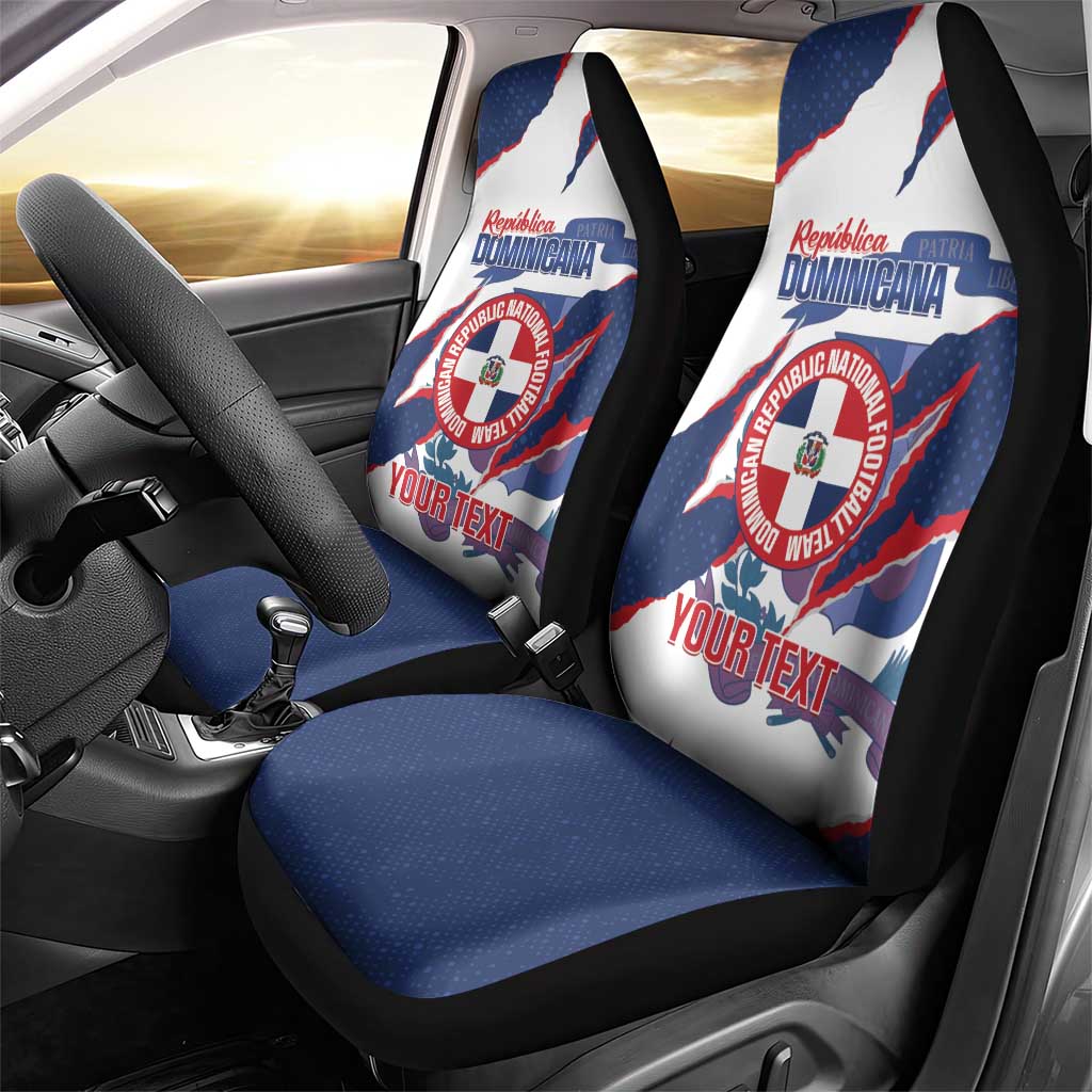 Custom Dominican Republic Football Car Seat Cover Los Quisqueyanos Crack Style