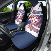 Custom Dominican Republic Football Car Seat Cover Los Quisqueyanos Crack Style