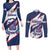 Custom Dominican Republic Football Couples Matching Long Sleeve Bodycon Dress and Long Sleeve Button Shirt Los Quisqueyanos Crack Style