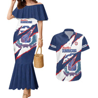 Custom Dominican Republic Football Couples Matching Mermaid Dress and Hawaiian Shirt Los Quisqueyanos Crack Style
