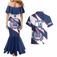 Custom Dominican Republic Football Couples Matching Mermaid Dress and Hawaiian Shirt Los Quisqueyanos Crack Style