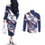 Custom Dominican Republic Football Couples Matching Off The Shoulder Long Sleeve Dress and Long Sleeve Button Shirt Los Quisqueyanos Crack Style