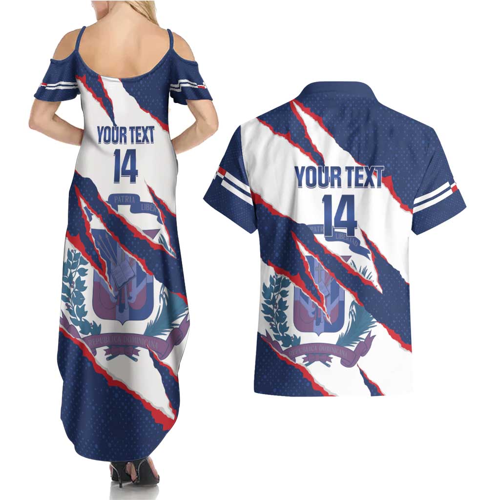 Custom Dominican Republic Football Couples Matching Summer Maxi Dress and Hawaiian Shirt Los Quisqueyanos Crack Style
