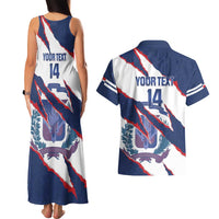 Custom Dominican Republic Football Couples Matching Tank Maxi Dress and Hawaiian Shirt Los Quisqueyanos Crack Style