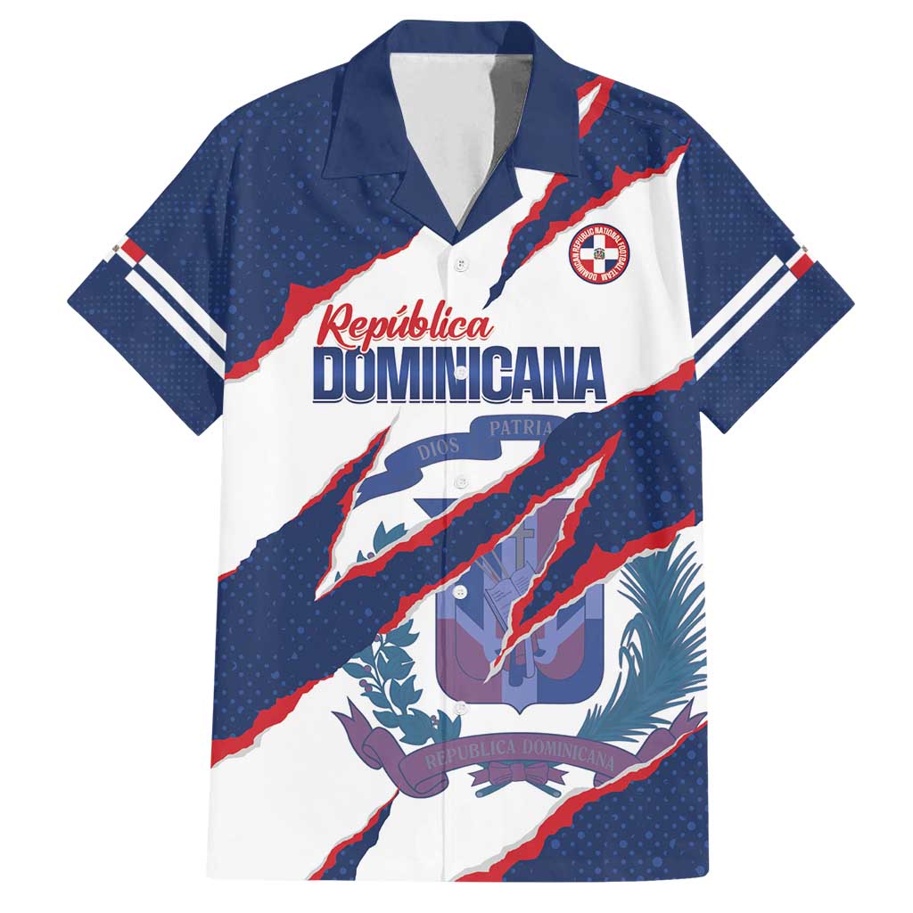 Custom Dominican Republic Football Family Matching Long Sleeve Bodycon Dress and Hawaiian Shirt Los Quisqueyanos Crack Style