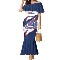 Custom Dominican Republic Football Family Matching Mermaid Dress and Hawaiian Shirt Los Quisqueyanos Crack Style