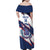 Custom Dominican Republic Football Family Matching Off Shoulder Maxi Dress and Hawaiian Shirt Los Quisqueyanos Crack Style