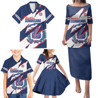 Custom Dominican Republic Football Family Matching Puletasi and Hawaiian Shirt Los Quisqueyanos Crack Style