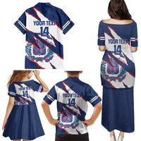 Custom Dominican Republic Football Family Matching Puletasi and Hawaiian Shirt Los Quisqueyanos Crack Style