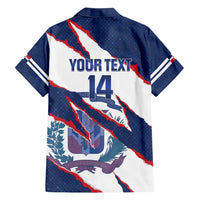 Custom Dominican Republic Football Family Matching Puletasi and Hawaiian Shirt Los Quisqueyanos Crack Style