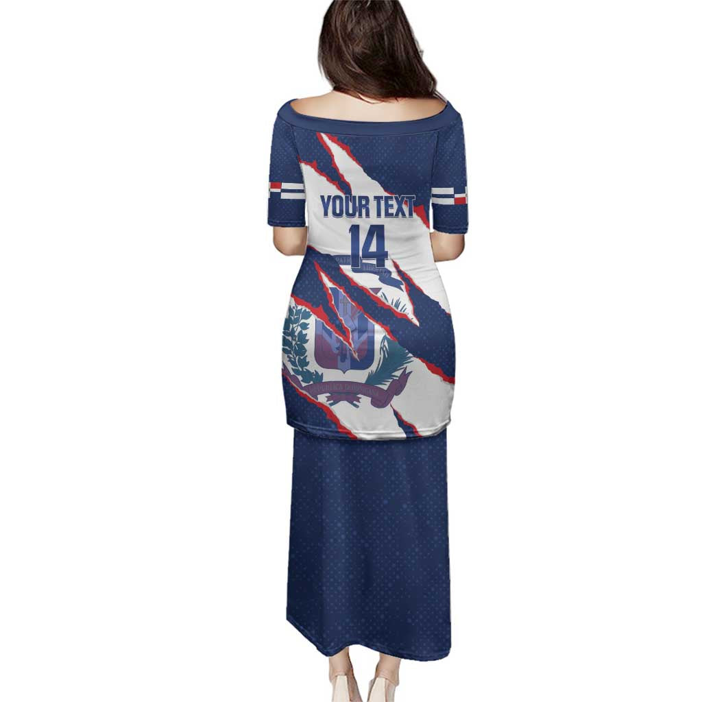 Custom Dominican Republic Football Family Matching Puletasi and Hawaiian Shirt Los Quisqueyanos Crack Style