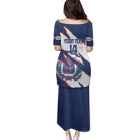 Custom Dominican Republic Football Family Matching Puletasi and Hawaiian Shirt Los Quisqueyanos Crack Style