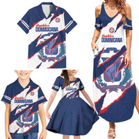 Custom Dominican Republic Football Family Matching Summer Maxi Dress and Hawaiian Shirt Los Quisqueyanos Crack Style