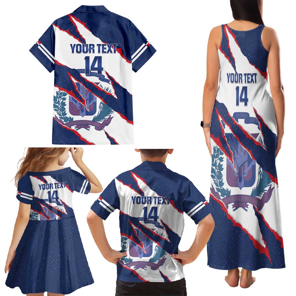 Custom Dominican Republic Football Family Matching Tank Maxi Dress and Hawaiian Shirt Los Quisqueyanos Crack Style