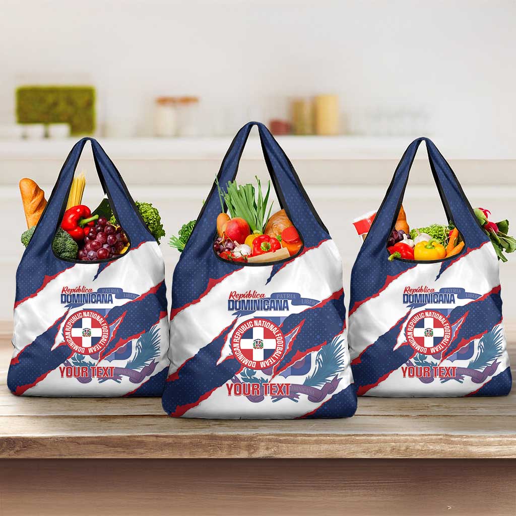 Custom Dominican Republic Football Grocery Bag Los Quisqueyanos Crack Style