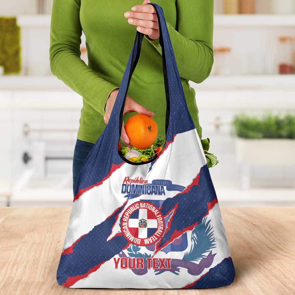Custom Dominican Republic Football Grocery Bag Los Quisqueyanos Crack Style