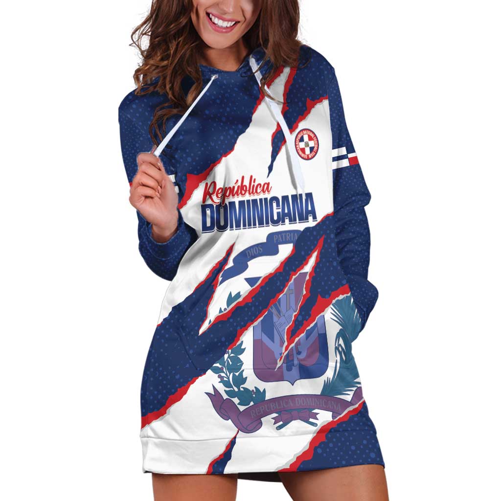 Custom Dominican Republic Football Hoodie Dress Los Quisqueyanos Crack Style