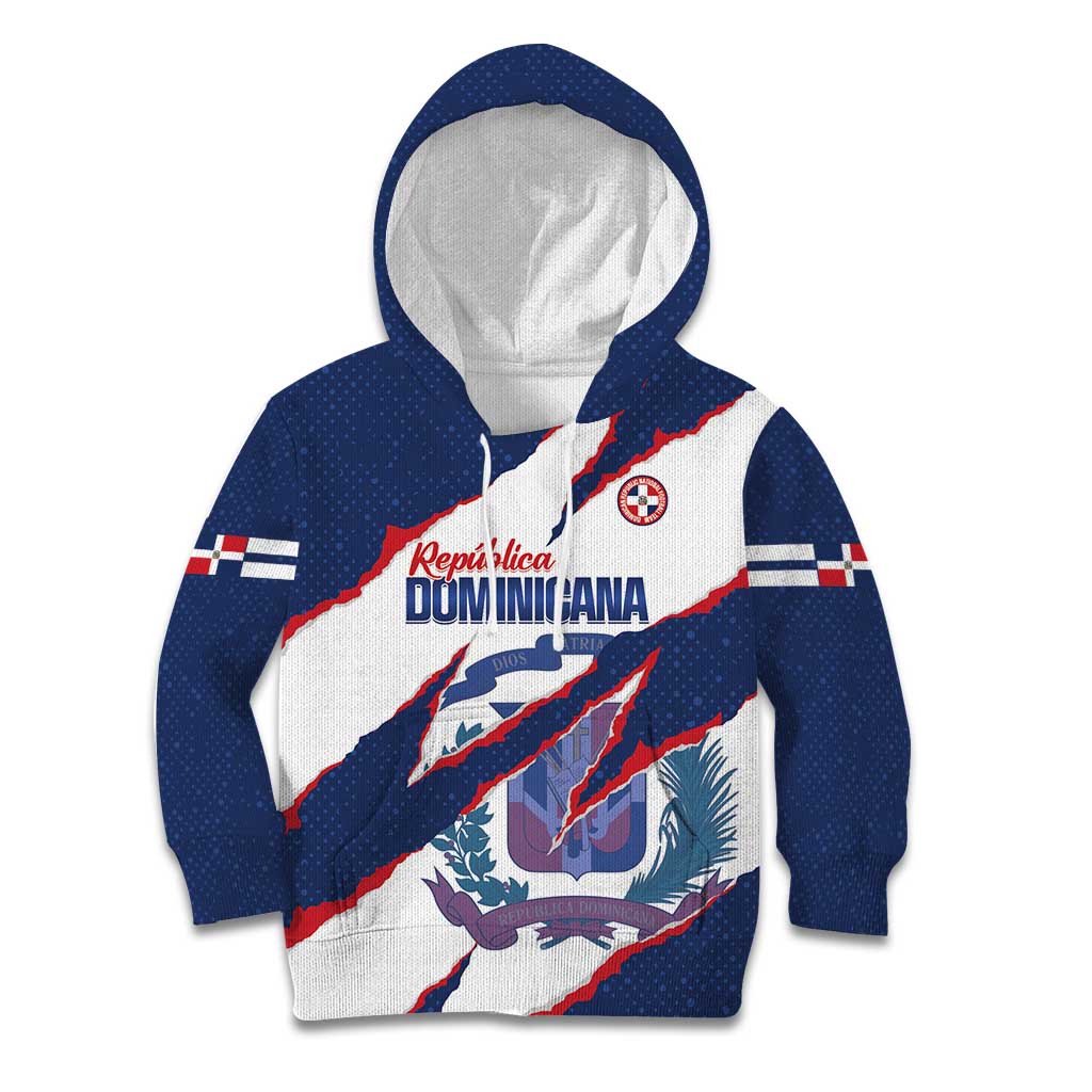 Custom Dominican Republic Football Kid Hoodie Los Quisqueyanos Crack Style