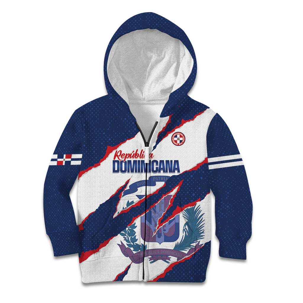 Custom Dominican Republic Football Kid Hoodie Los Quisqueyanos Crack Style
