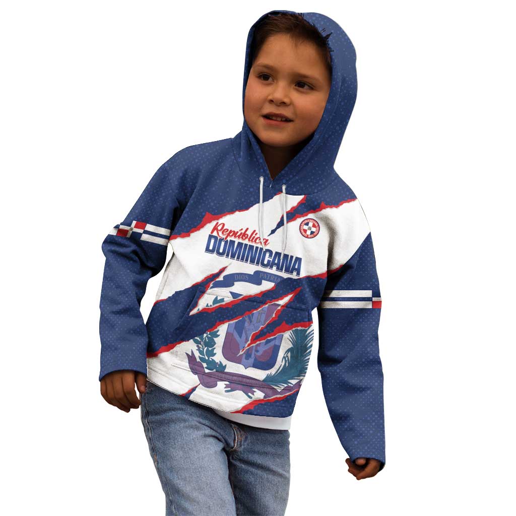 Custom Dominican Republic Football Kid Hoodie Los Quisqueyanos Crack Style