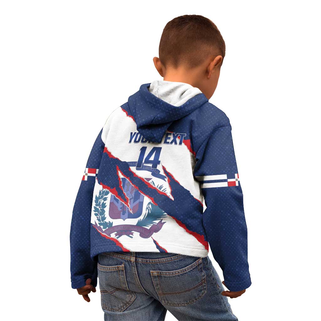 Custom Dominican Republic Football Kid Hoodie Los Quisqueyanos Crack Style