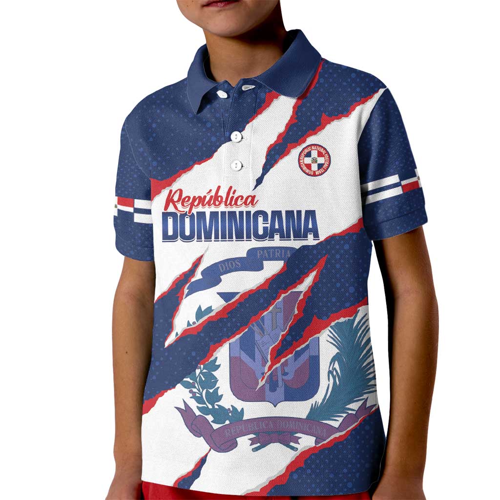 Custom Dominican Republic Football Kid Polo Shirt Los Quisqueyanos Crack Style