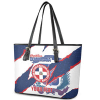 Custom Dominican Republic Football Leather Tote Bag Los Quisqueyanos Crack Style