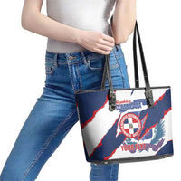 Custom Dominican Republic Football Leather Tote Bag Los Quisqueyanos Crack Style