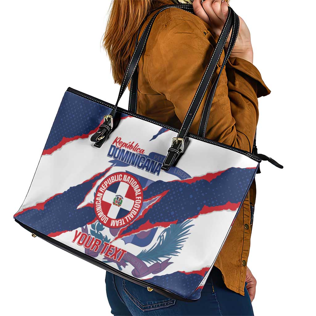 Custom Dominican Republic Football Leather Tote Bag Los Quisqueyanos Crack Style