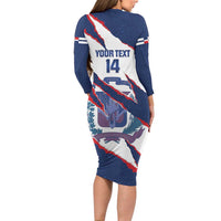 Custom Dominican Republic Football Long Sleeve Bodycon Dress Los Quisqueyanos Crack Style